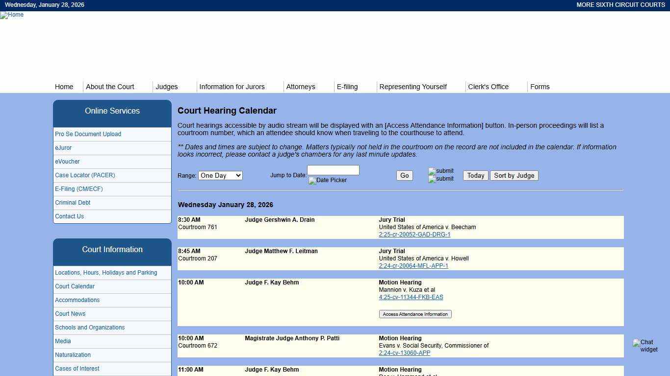 United States District Court -- Eastern Michigan District
