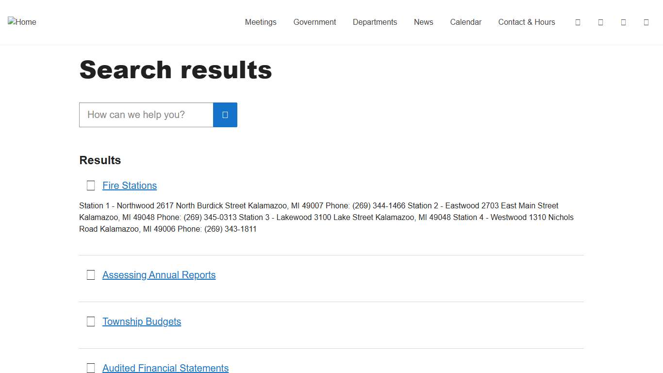 Search results - Charter Township of Kalamazoo, MI